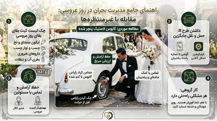 اگر پس از اجاره ماشین عروس لاستیک پنچر شود چه کنیم؟